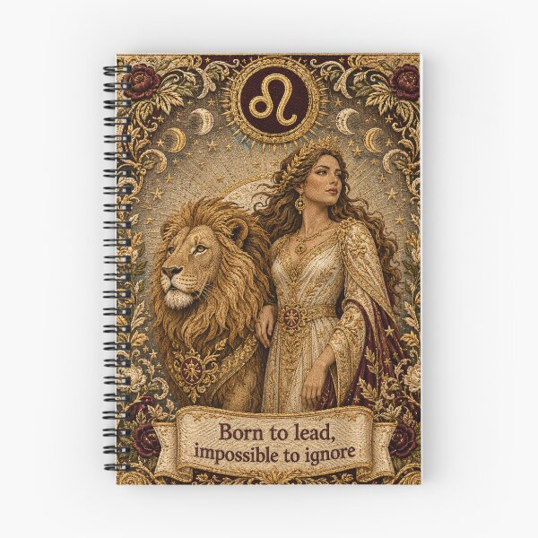 Item preview, Leo Zodiac  | Regal Lion Goddess Tarot Style | Celestial Astrology Wall Art | Medieval Fantasy Faux Embroidery Art designed and sold by doinitzart.