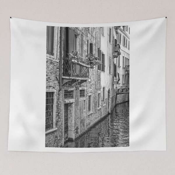 Item preview, Venetian Canal with Rustic Buildings B+W designed and sold by Gerard Fornarotto.