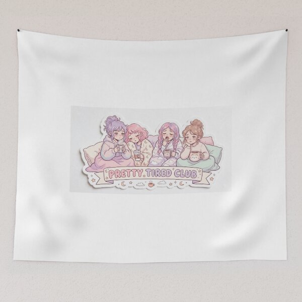 Item preview, Pretty Tired Club Sticker | Cozy Aesthetic Girls designed and sold by CutePlix.
