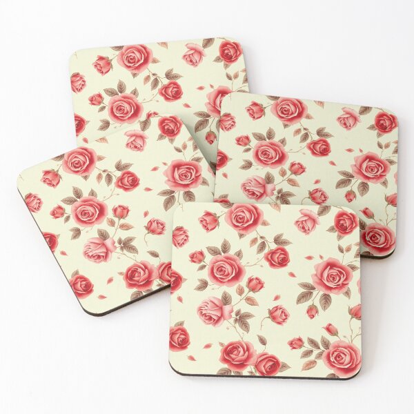 Item preview, Red Pink Roses Floral Pattern Vintage Aesthetic designed and sold by IntelliMindDesigns.