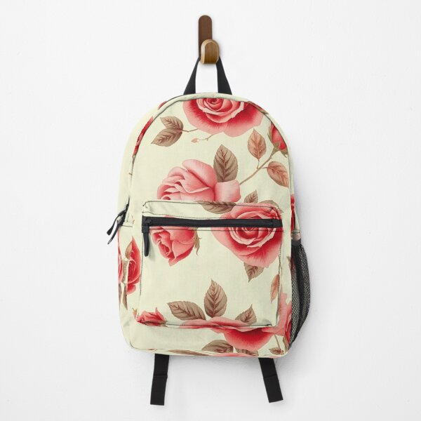 Item preview, Red Pink Roses Floral Pattern Vintage Aesthetic designed and sold by IntelliMindDesigns.