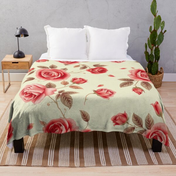 Item preview, Red Pink Roses Floral Pattern Vintage Aesthetic designed and sold by IntelliMindDesigns.