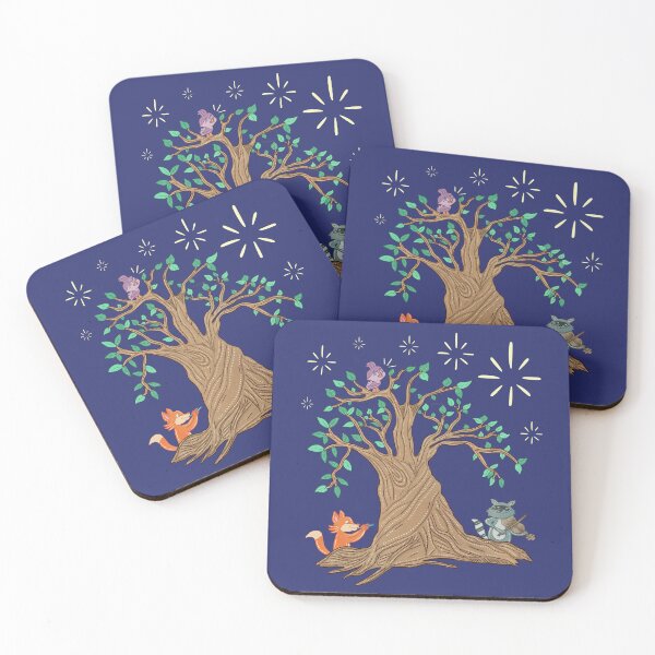 Item preview, The Band — Fox Raccoon and Bird Playing Music in a Tree Folk Art Illustration designed and sold by Whimsy Moth .
