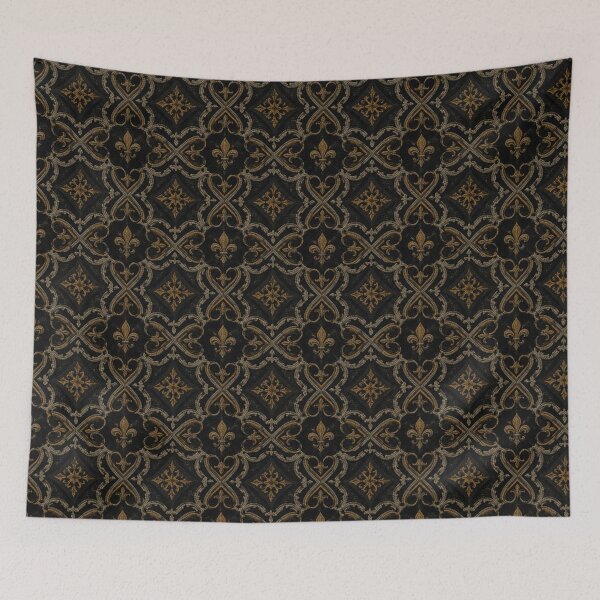 Item preview, Gold & Black Gothic Fleur De Lis Mosaic – Ornate Baroque Pattern Wall Art designed and sold by cabuks.
