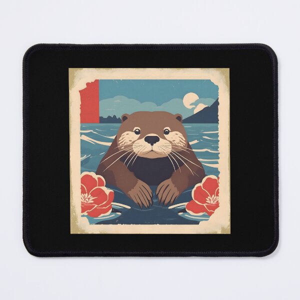 Item preview, Kawaii Swimming Otter with Cherry Blossoms designed and sold by at85productions.
