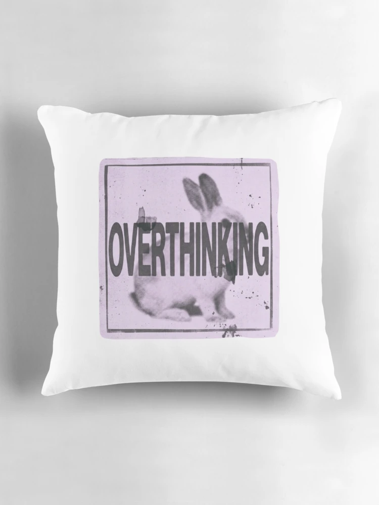 Thumbnail 3 of 4, Pillow, Overthinking Rabbit Sticker designed and sold by Imaginarium of Chaos falcon88 .