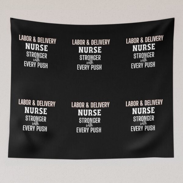 Item preview, Labor and Delivery Nurse Stronger with Every Push Shirt | L&D Nurse White Tee | Black Text Nurse Design designed and sold by medoutfits.