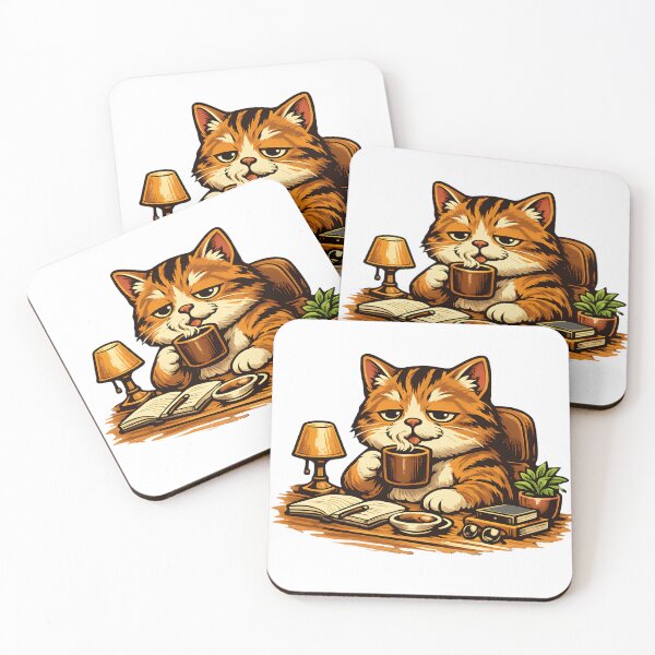 Item preview, Lazy Coffee Cat – Funny Vintage Retro Cat Drinking Coffee T-Shirt Design designed and sold by mimouna00.