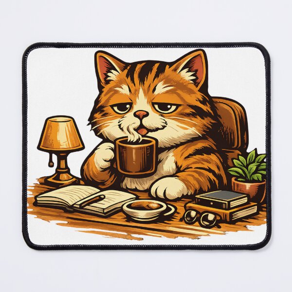 Item preview, Lazy Coffee Cat – Funny Vintage Retro Cat Drinking Coffee T-Shirt Design designed and sold by mimouna00.