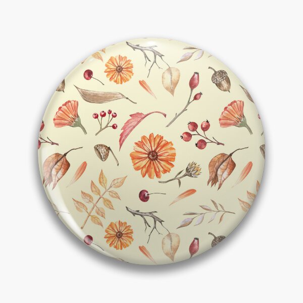 Item preview, Autumn Flowers and Leaves Pattern on Sunny-Yellow designed and sold by Flowersforbear.