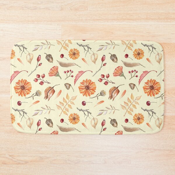 Item preview, Autumn Flowers and Leaves Pattern on Sunny-Yellow designed and sold by Flowersforbear.