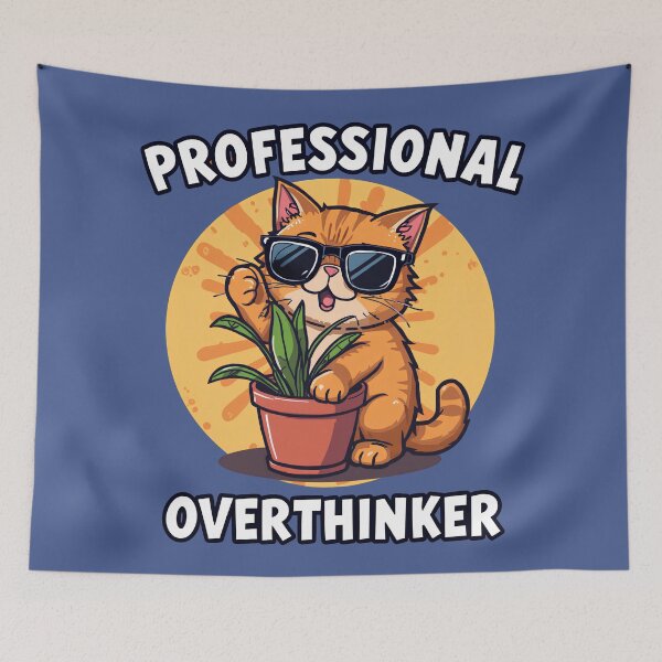 Item preview, Professional Overthinker Funny Cat Plant Aesthetic designed and sold by karina360.