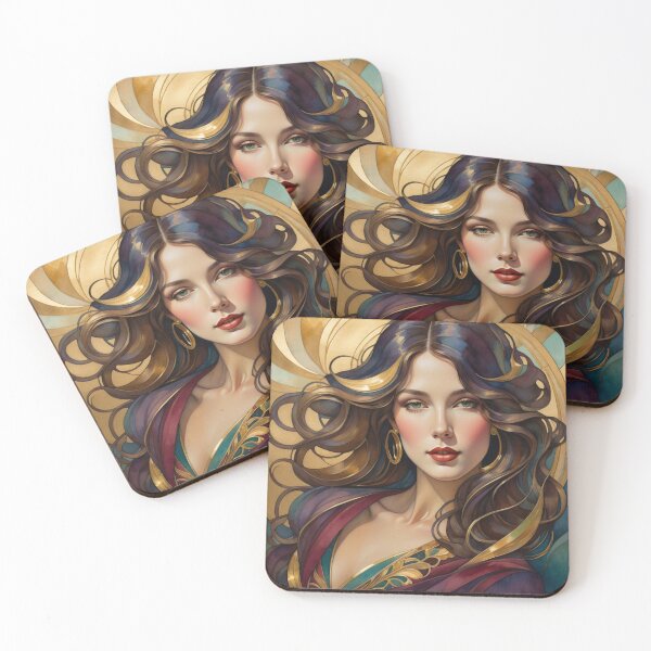 Item preview, Art Nouveau  Woman Portrait  designed and sold by Beyond The Canvas.