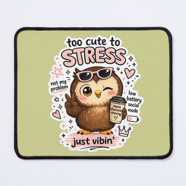 Item preview, Too Cute To Stress Funny Owl Sticker | Just Vibin Cute Introvert Aesthetic designed and sold by sumodesign.