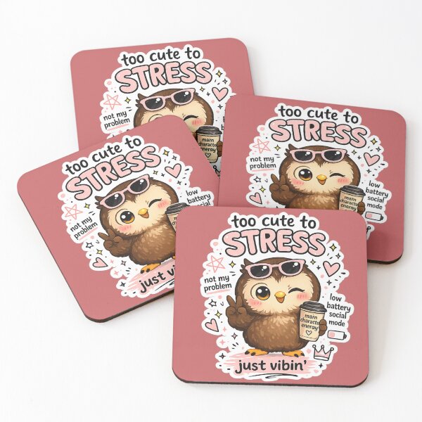 Item preview, Too Cute To Stress Funny Owl Sticker | Just Vibin Cute Introvert Aesthetic designed and sold by sumodesign.