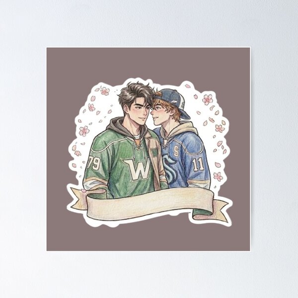 Item preview, Hockey Rivals Anime Sketch - Enemies to Lovers Romance designed and sold by Purpleclomb.
