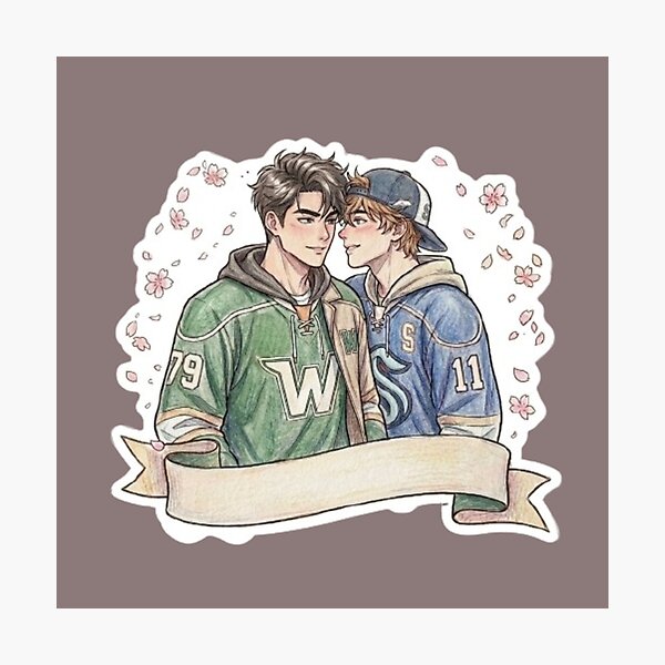 Item preview, Hockey Rivals Anime Sketch - Enemies to Lovers Romance designed and sold by Purpleclomb.