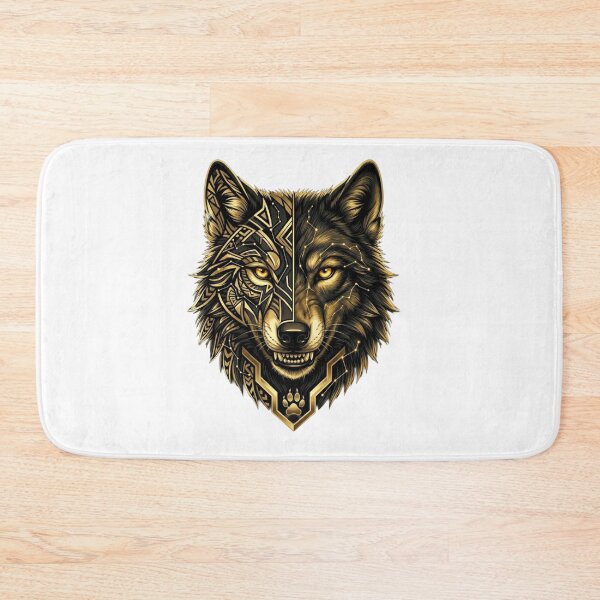 Item preview, Golden Tribal Wolf Geometric Wolf Head designed and sold by JeevanStickers.
