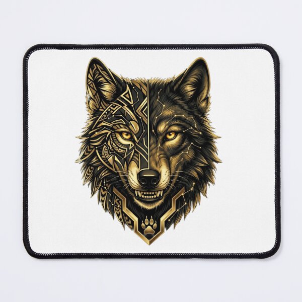 Item preview, Golden Tribal Wolf Geometric Wolf Head designed and sold by JeevanStickers.