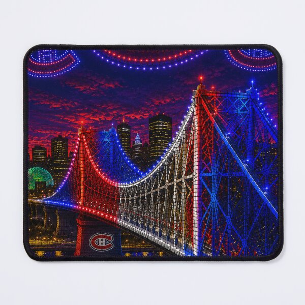Item preview, Canadiens Bridge & Drone Lights – Montreal Night Mosaic designed and sold by JcAbstractArt.