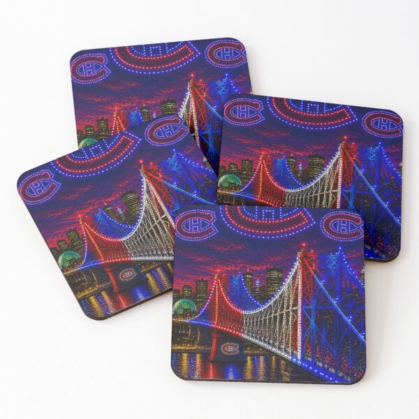 Item preview, Canadiens Bridge & Drone Lights – Montreal Night Mosaic designed and sold by JcAbstractArt.