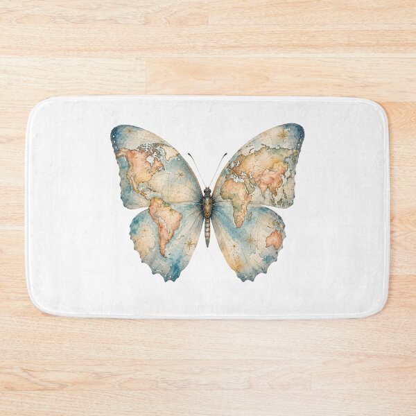 Item preview, World Map Butterfly Watercolor Art, Wanderlust Travel Map Whimsical Print designed and sold by Panom Suavichien.