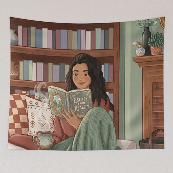 Item preview, Just a Girl Who Loves Books!! - Cozy Book Lover Aesthetic Girl!! - Girl reading in her cozy reading nook - The cozy reading nook for a bookworm designed and sold by SoffyLee586.