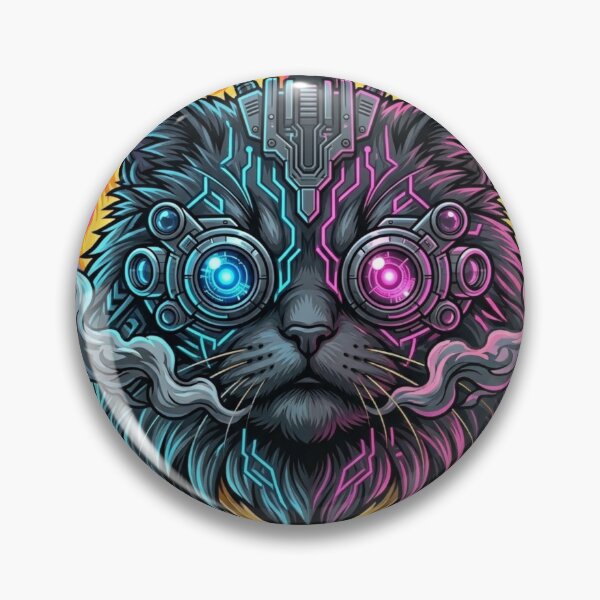 Item preview, Cyberpunk Cyber Cat Neon Mecha Kitten designed and sold by JeevanStickers.