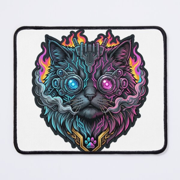 Item preview, Cyberpunk Cyber Cat Neon Mecha Kitten designed and sold by JeevanStickers.
