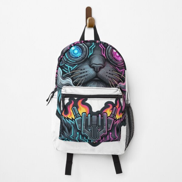 Item preview, Cyberpunk Cyber Cat Neon Mecha Kitten designed and sold by JeevanStickers.