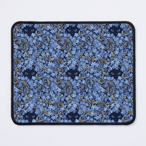 Item preview, Klimt Blue Forget Me Not Cat Garden Pattern designed and sold by MythicCotton.