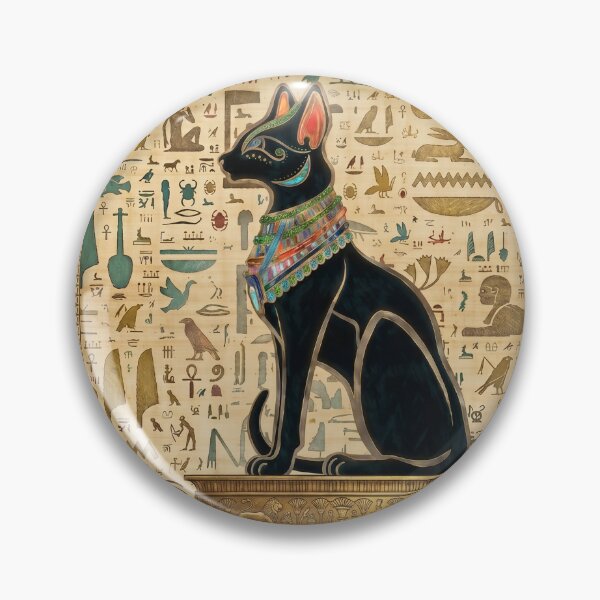 Item preview, Egyptian Cat Goddess Bastet - Ancient Hieroglyphs Papyrus Art designed and sold by GulfSignature.
