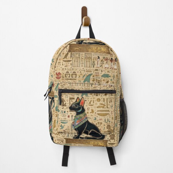 Item preview, Egyptian Cat Goddess Bastet - Ancient Hieroglyphs Papyrus Art designed and sold by GulfSignature.