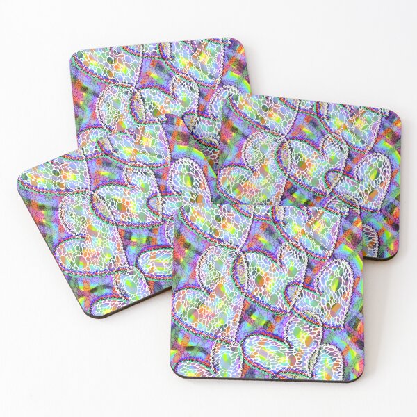 Item preview, White netted hearts on rainbow designed and sold by HARSHINI maheshwaram Label.