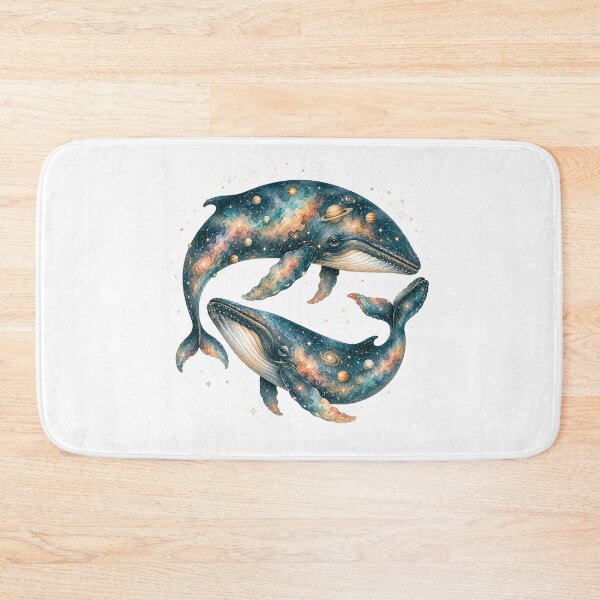 Item preview, Cosmic Whale Couple Watercolor Art, Galaxy Universe Whimsical Ocean Print designed and sold by Panom Suavichien.