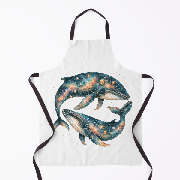 Item preview, Cosmic Whale Couple Watercolor Art, Galaxy Universe Whimsical Ocean Print designed and sold by Panom Suavichien.