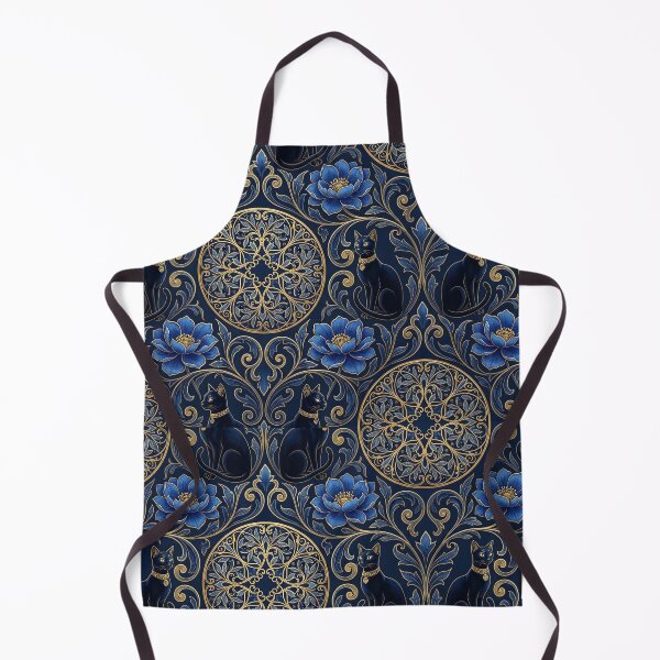Item preview, Klimt Blue Flowers & Black Cats Ornamental Pattern designed and sold by MythicCotton.