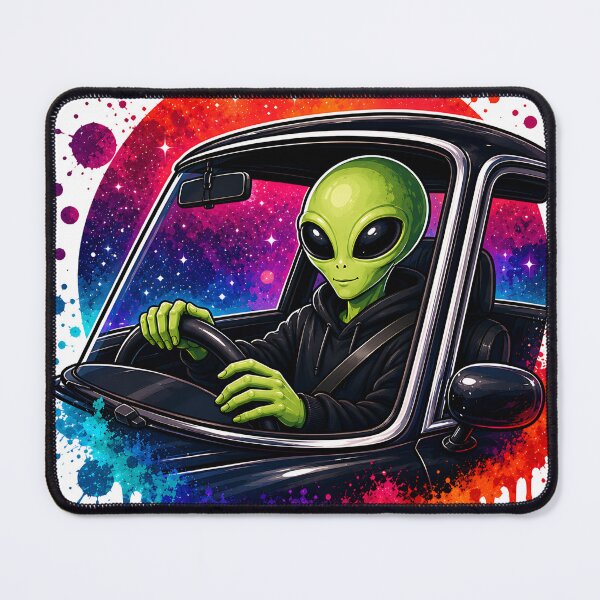 Item preview, Alien Driving a Car designed and sold by DesignsNthemes.