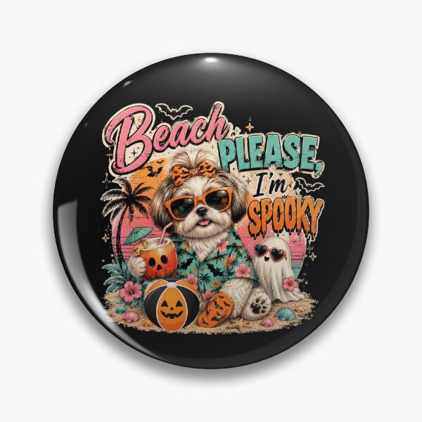 Item preview, Summerween Beach Please I'm Spooky Cute Shih Tzu Halloween Hawaiian designed and sold by Cute & Sassy Custom Gifting Boutiques.