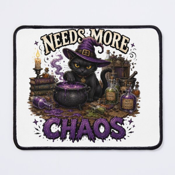 Item preview, Needs More Chaos Funny Black Cat Potion Design designed and sold by MotylekAnia.