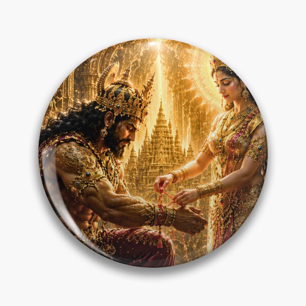 Item preview, oddess Lakshmi & Her Brother – Divine Bond of Prosperity Rakshabandhan designed and sold by Homyar.