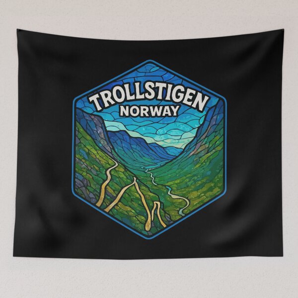 Item preview, Trollstigen Road Norway Stained Glass Travel designed and sold by TomFrontierArt.