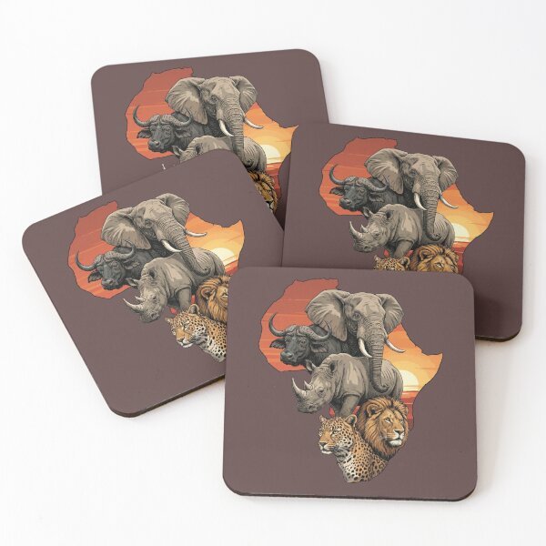 Item preview, African Big Five Safari Wildlife Map Sunset designed and sold by d247.