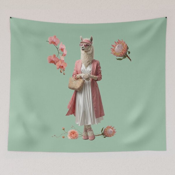 Item preview, Fashion Alpaca Coquette Aesthetic Pink Floral Art designed and sold by MegaNovaArt.
