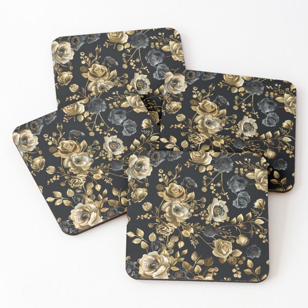Item preview, Luxury Black Gold Floral Pattern – Elegant Rose Botanical Glam Design designed and sold by PRINYOS.