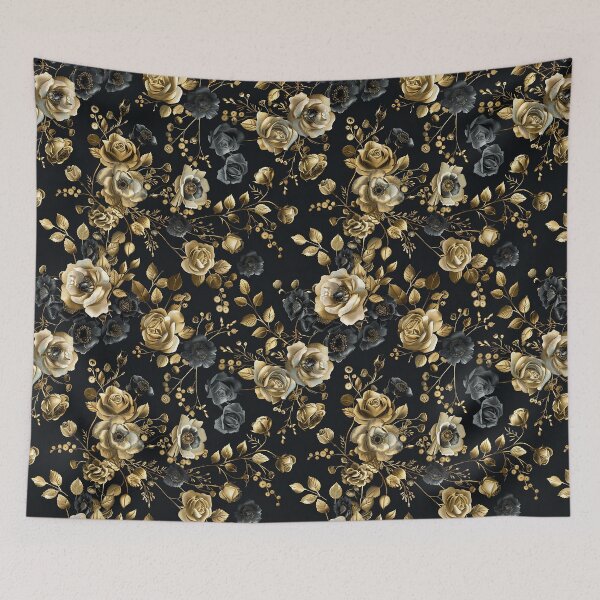 Item preview, Luxury Black Gold Floral Pattern – Elegant Rose Botanical Glam Design designed and sold by PRINYOS.