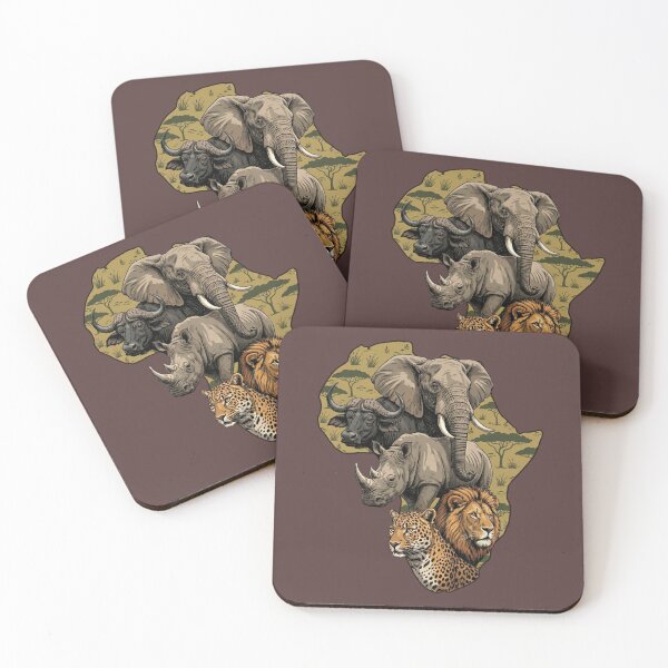 Item preview, African Big Five Animals Safari Continent Map designed and sold by d247.