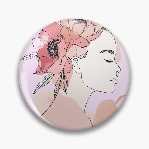 Item preview, Minimalist Flower Crown Woman Profile Print - Abstract Watercolor Blush Pink Female Wall Art designed and sold by BestChoiceService.