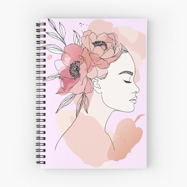 Item preview, Minimalist Flower Crown Woman Profile Print - Abstract Watercolor Blush Pink Female Wall Art designed and sold by BestChoiceService.