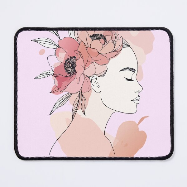 Item preview, Minimalist Flower Crown Woman Profile Print - Abstract Watercolor Blush Pink Female Wall Art designed and sold by BestChoiceService.